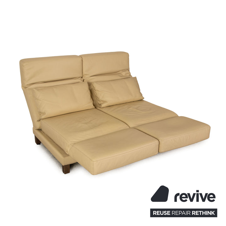 Brühl Moule (medium) leather two seater cream sofa couch