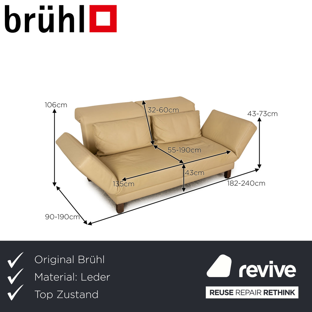 Brühl Moule (medium) Leder Zweisitzer Creme Sofa Couch