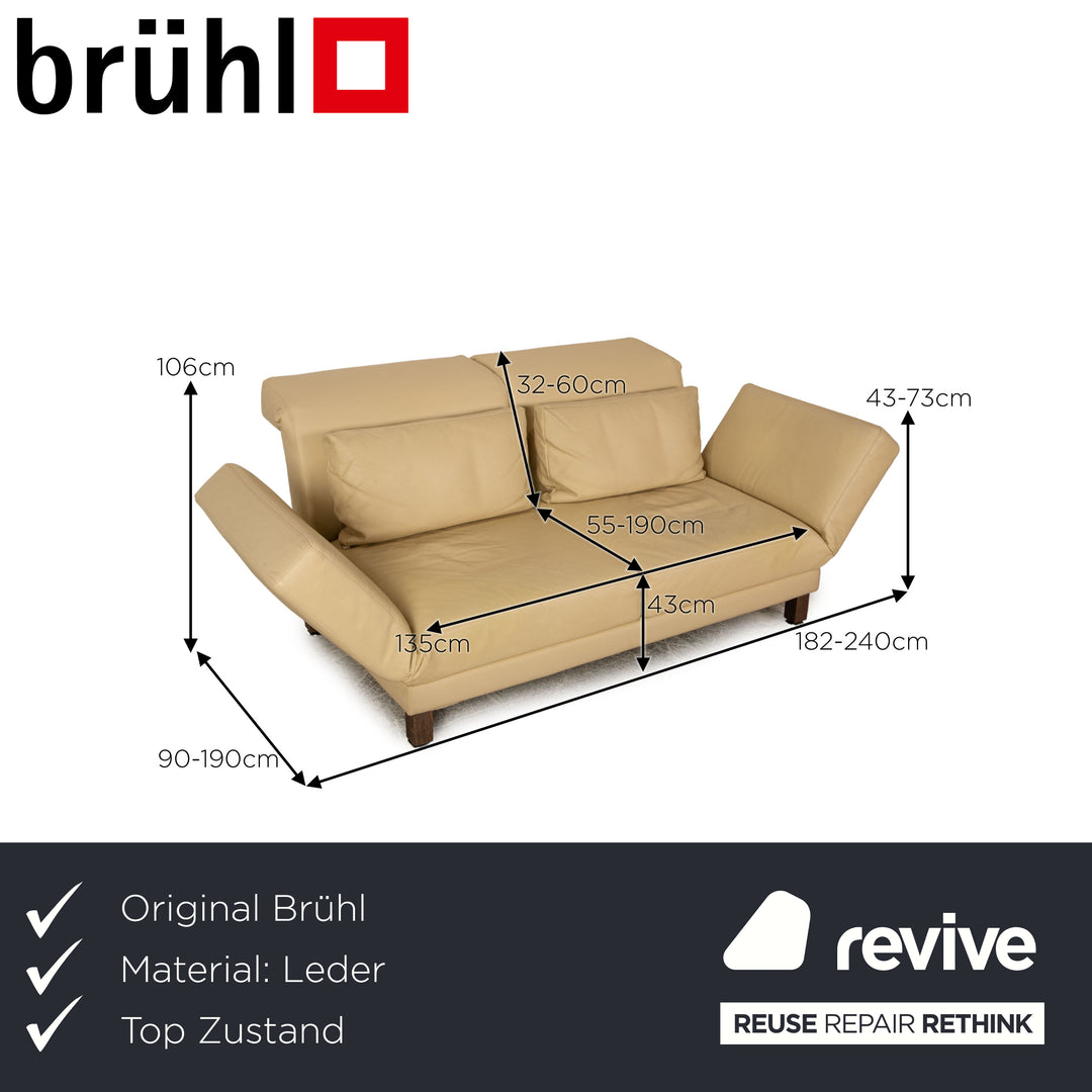 Brühl Moule (medium) leather two seater cream sofa couch