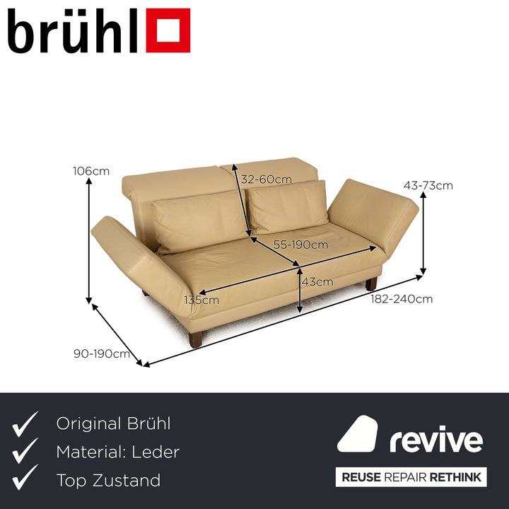 Brühl Moule (medium) leather two seater cream sofa couch