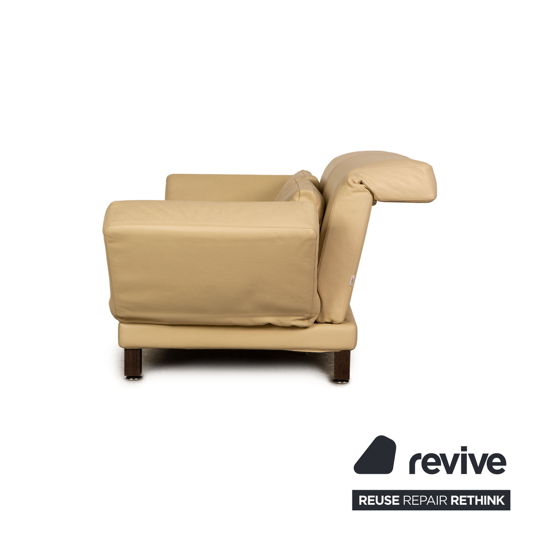 Brühl Moule (medium) leather two seater cream sofa couch