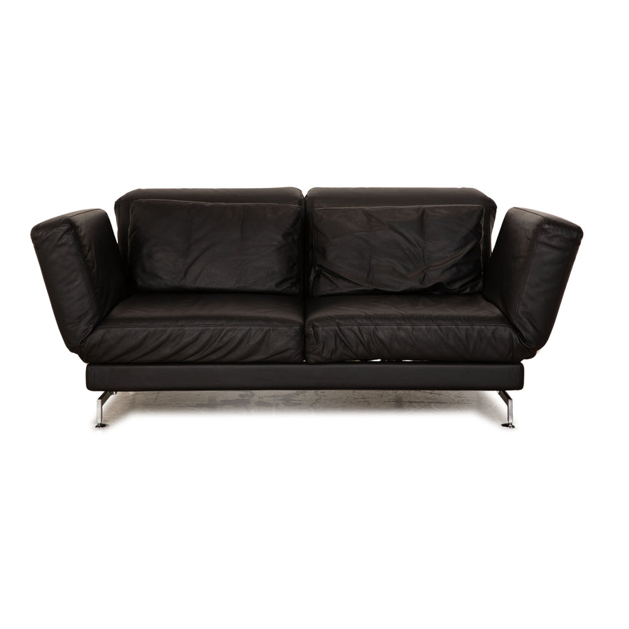 Brühl Moule Leather Two Seater Black Manual Function Sofa Couch
