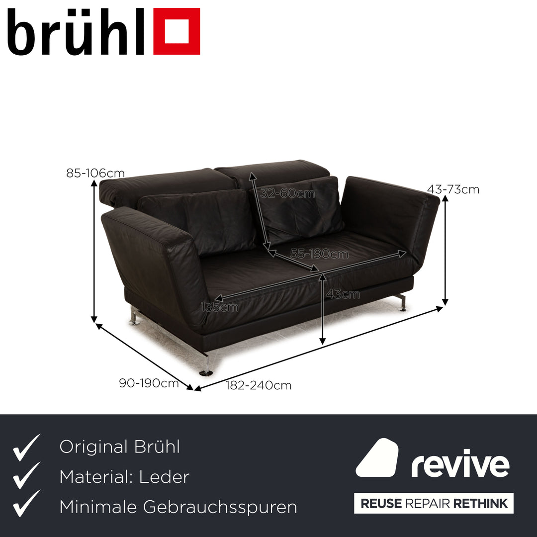 Brühl Moule Leder Zweisitzer Schwarz manuelle Funktion Sofa Couch