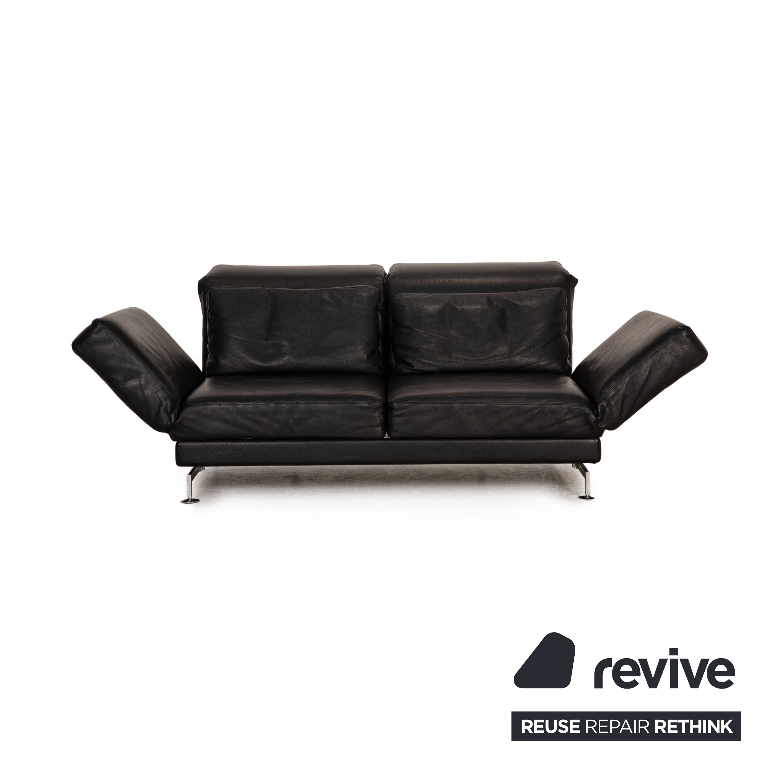 Brühl Moule (medium) Leder Sofa Schwarz Zweisitzer Couch Funktion Relaxfunktion
