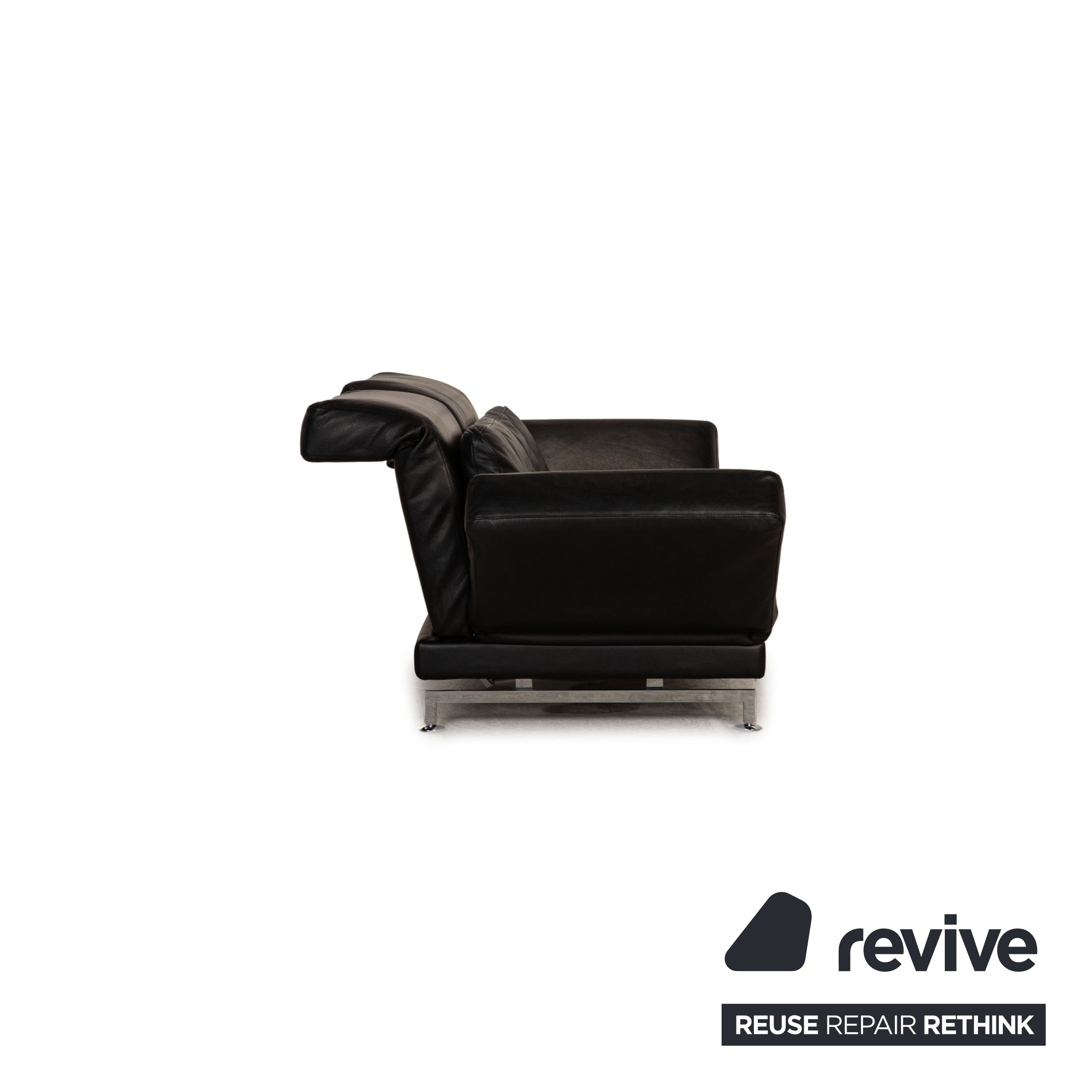 Brühl Moule (medium) Leder Sofa Schwarz Zweisitzer Couch Funktion Relaxfunktion