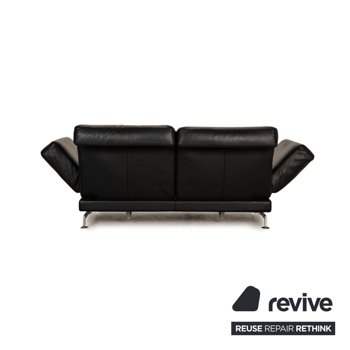 Brühl Moule (medium) Leder Sofa Schwarz Zweisitzer Couch Funktion Relaxfunktion