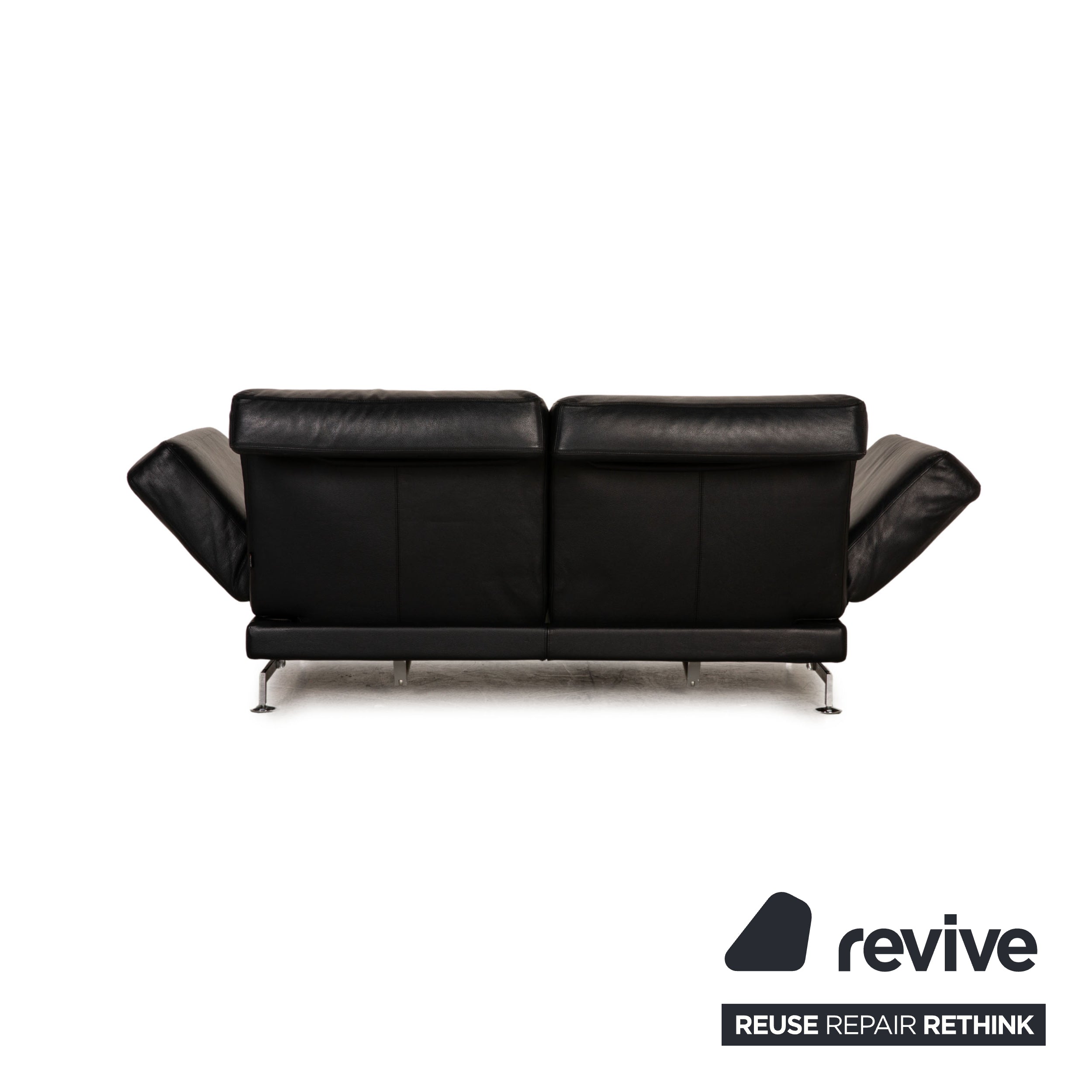 Brühl Moule (medium) Leder Sofa Schwarz Zweisitzer Couch Funktion Relaxfunktion