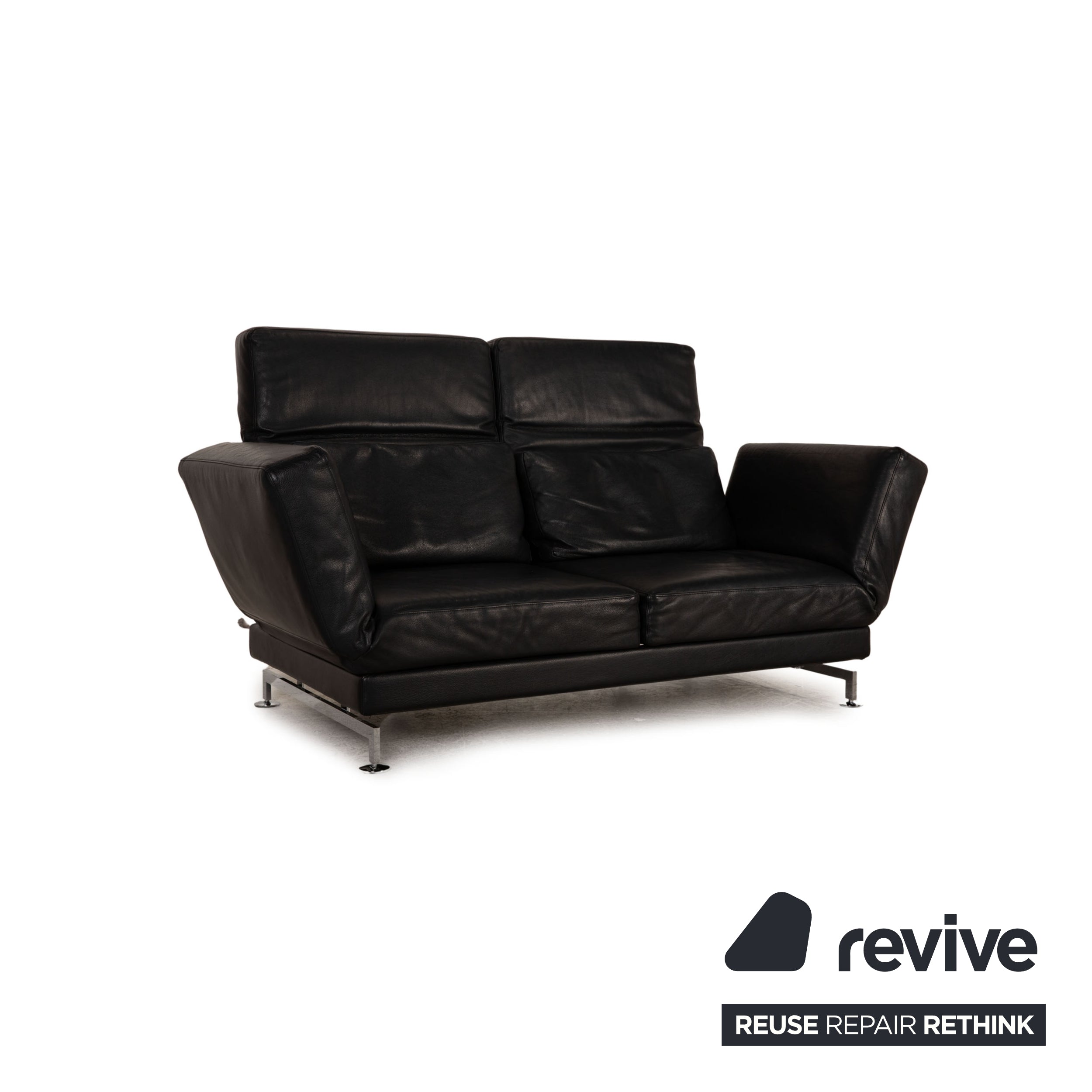 Brühl Moule (medium) Leder Sofa Schwarz Zweisitzer Couch Funktion Relaxfunktion