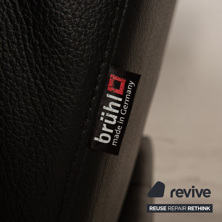 Brühl Moule (medium) Leder Sofa Schwarz Zweisitzer Couch Funktion Relaxfunktion