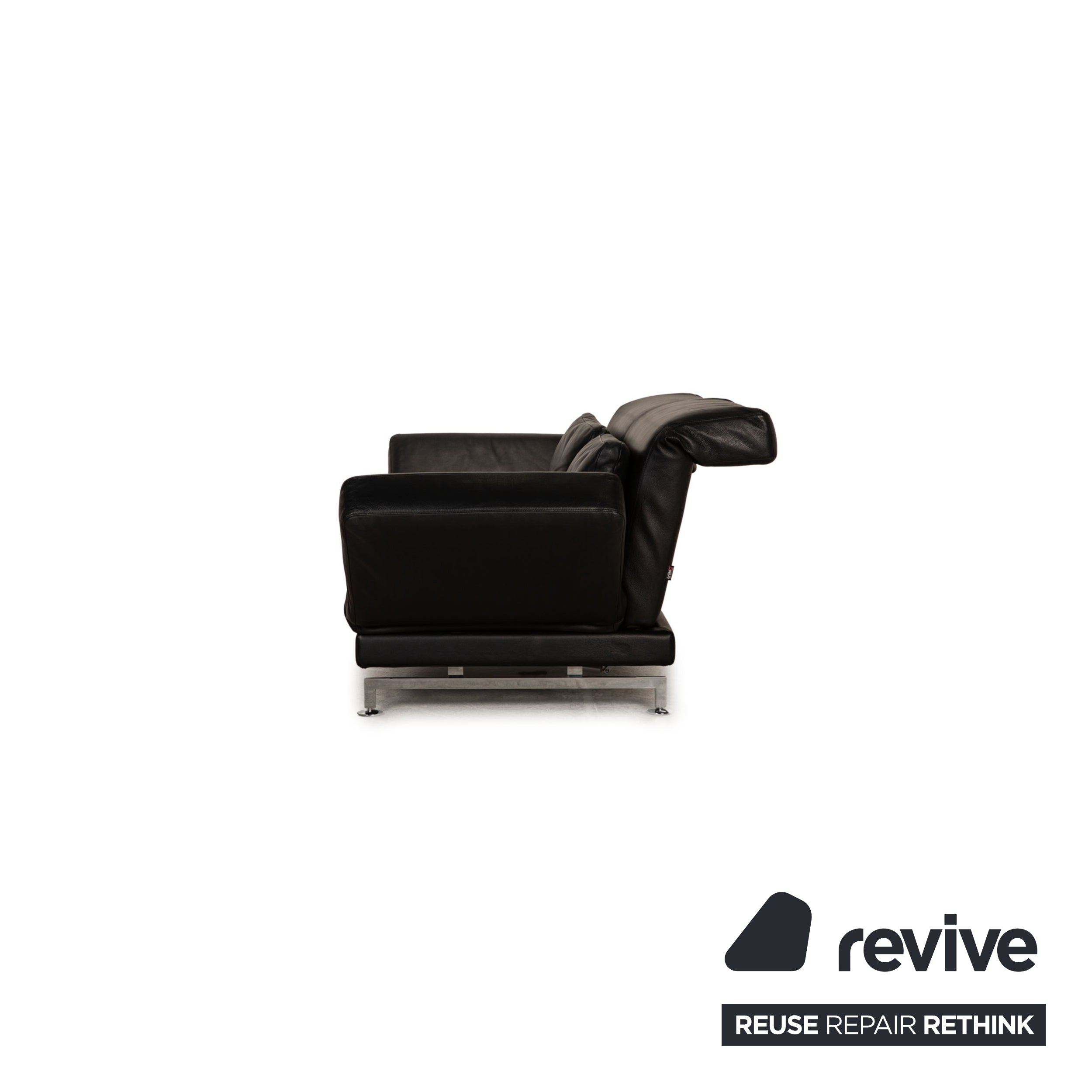 Brühl Moule (medium) Leder Sofa Schwarz Zweisitzer Couch Funktion Relaxfunktion