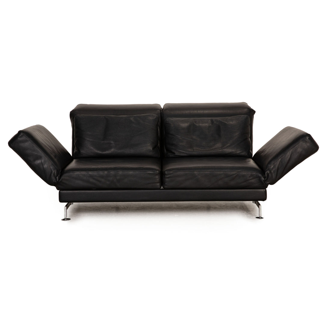 Brühl Moule (medium) leather sofa black two-seater couch function relax function