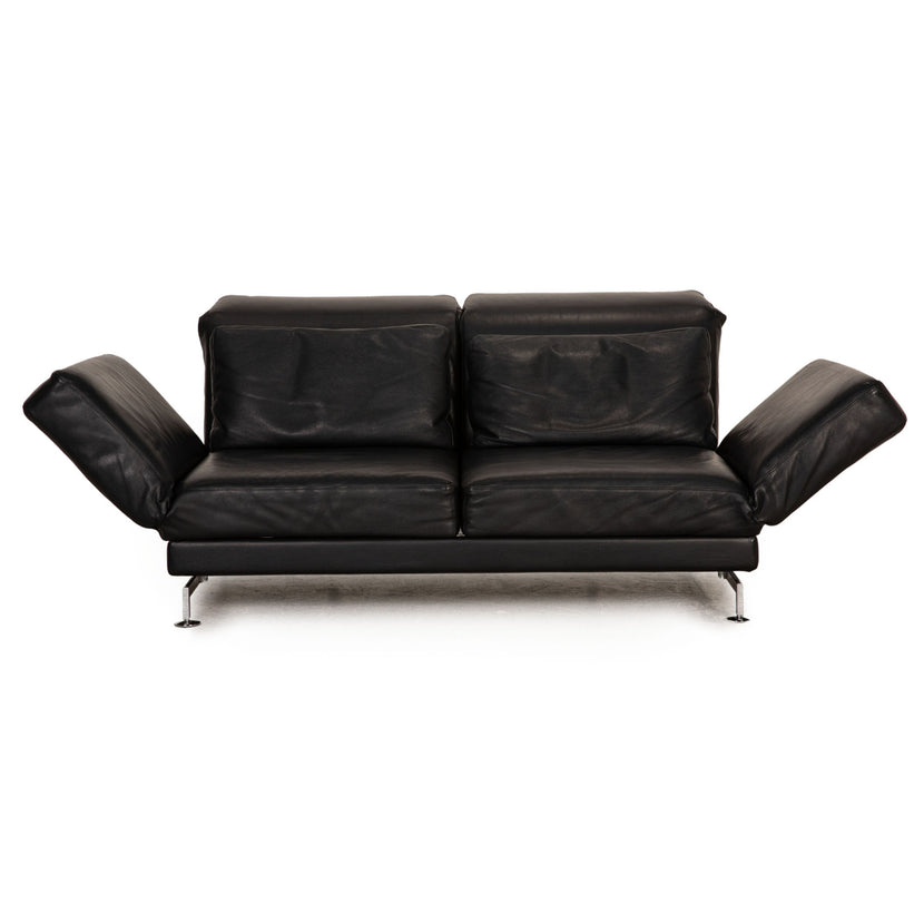 Brühl Moule (medium) Leder Sofa Schwarz Zweisitzer Couch Funktion Relaxfunktion