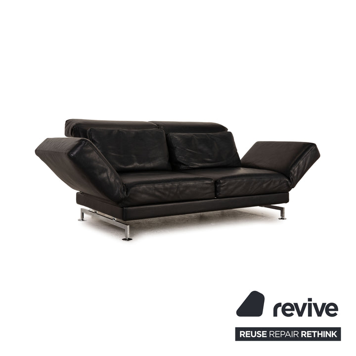 Brühl Moule (medium) leather sofa black two-seater couch function relax function
