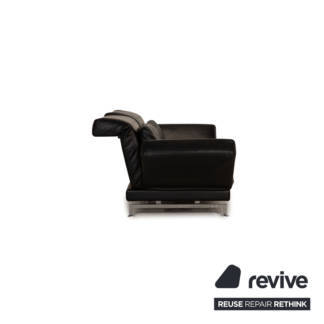 Brühl Moule (medium) leather sofa black two-seater couch function relax function
