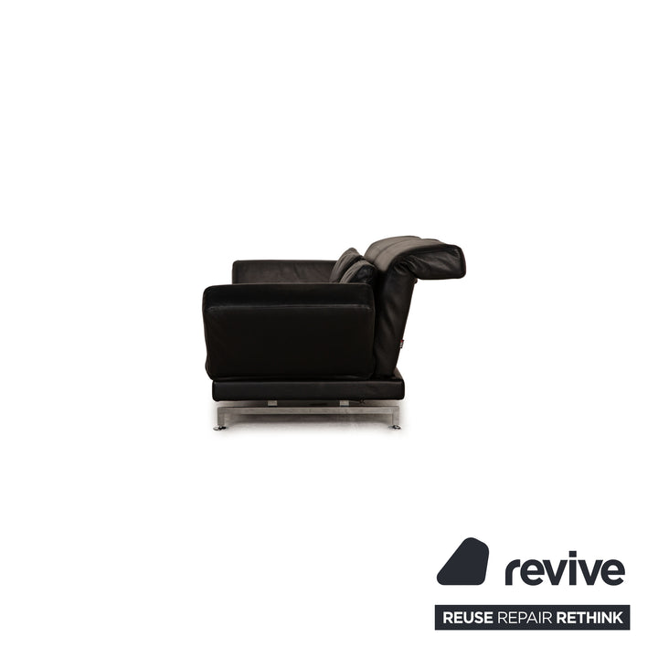 Brühl Moule (medium) leather sofa black two-seater couch function relax function