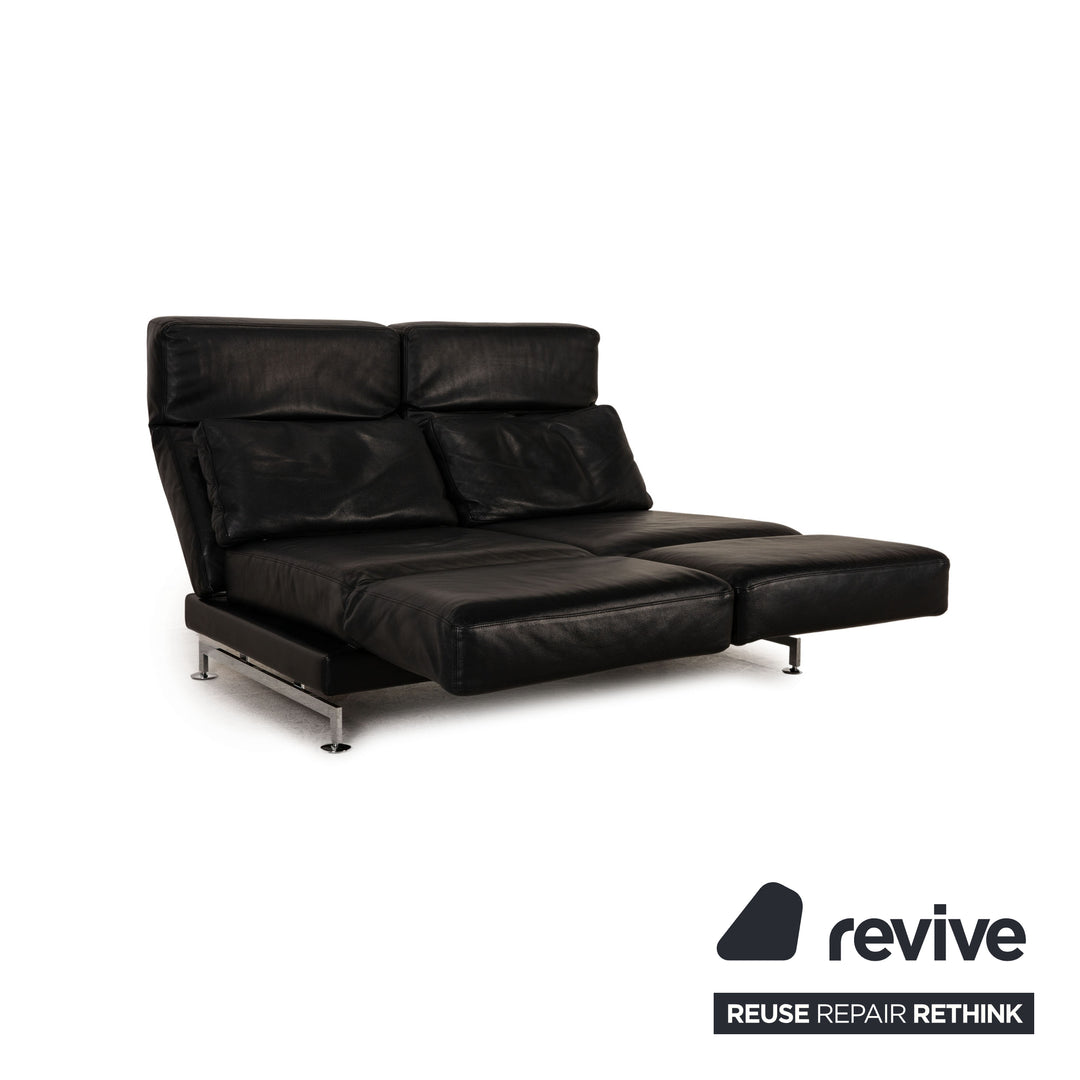Brühl Moule (medium) Leder Sofa Schwarz Zweisitzer Couch Funktion Relaxfunktion