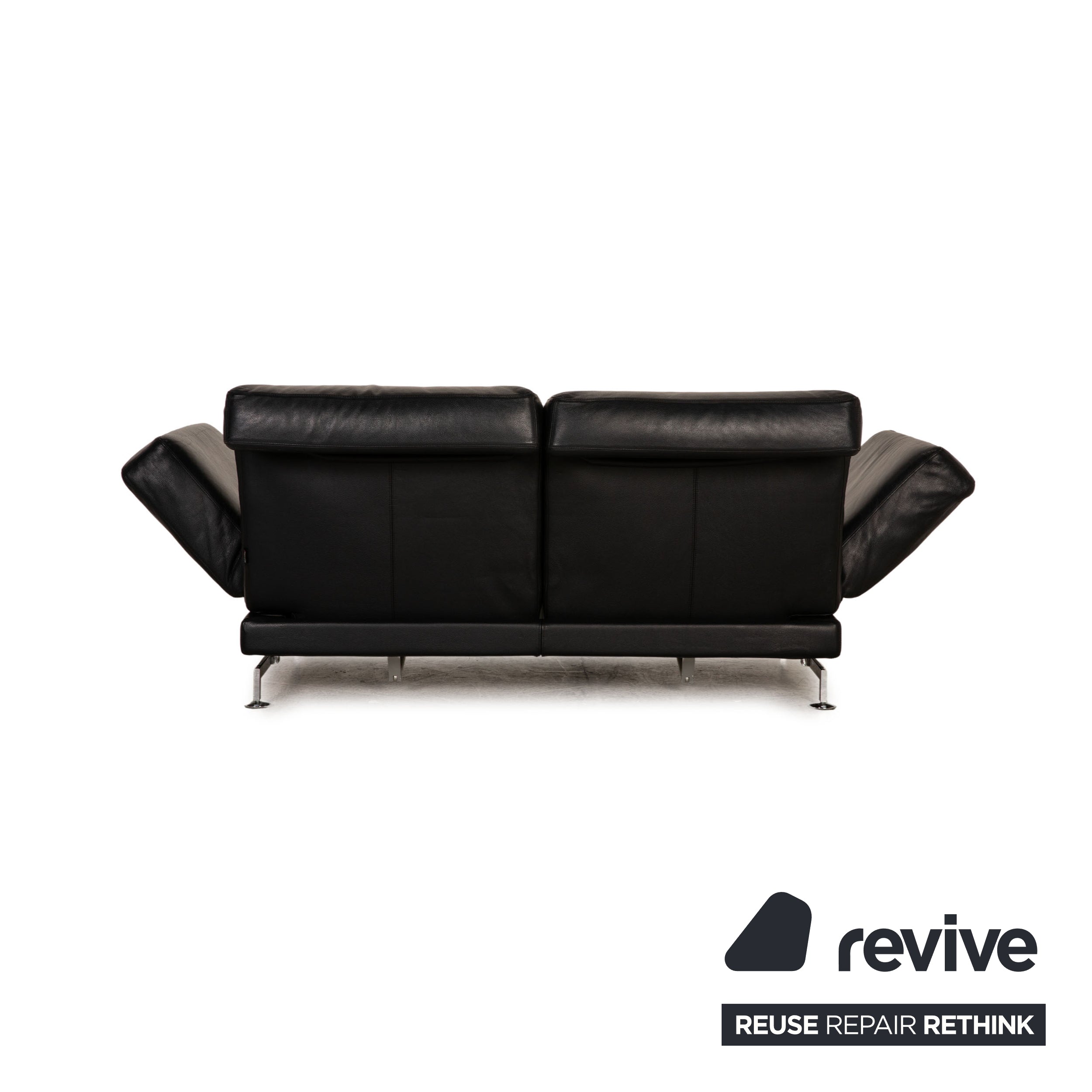 Brühl Moule (medium) Leder Sofa Schwarz Zweisitzer Couch Funktion Relaxfunktion