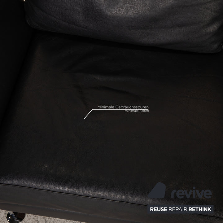 Brühl Moule (medium) Leder Sofa Schwarz Zweisitzer Couch Funktion Relaxfunktion