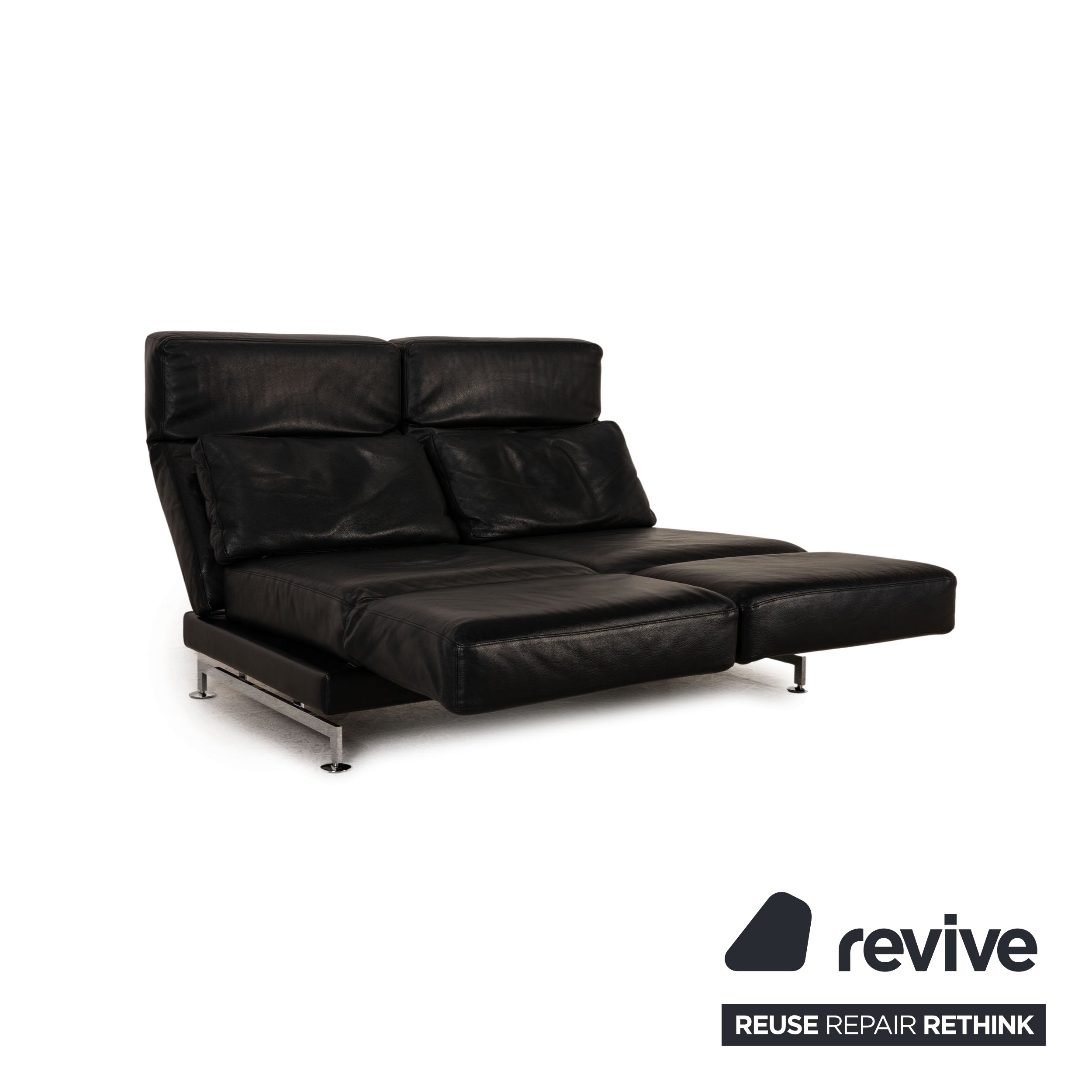 Brühl Moule (medium) Leder Sofa Schwarz Zweisitzer Couch Funktion Relaxfunktion