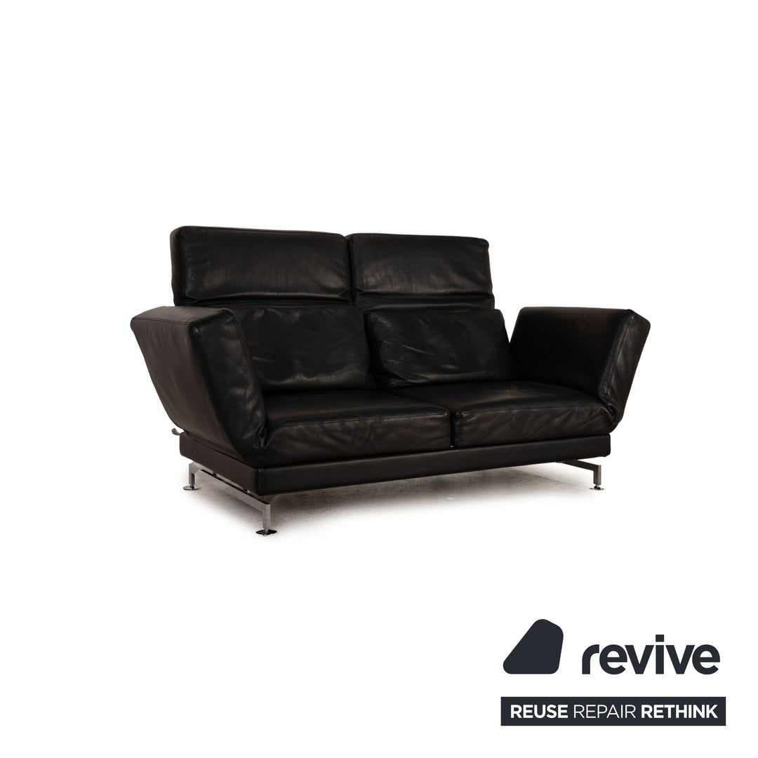 Brühl Moule (medium) leather sofa black two-seater couch function relax function