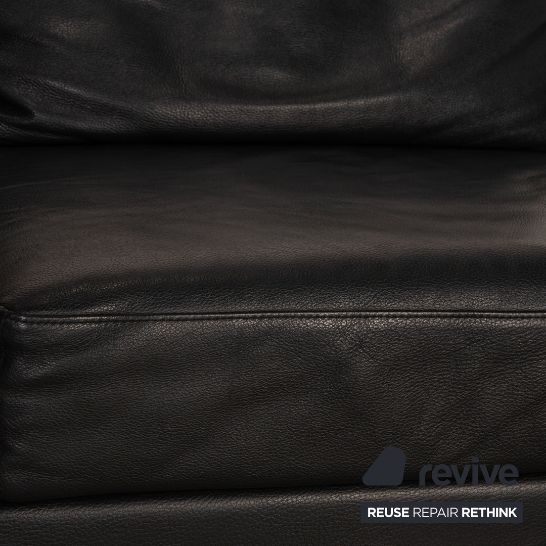 Brühl Moule (medium) leather sofa black two-seater couch function relax function