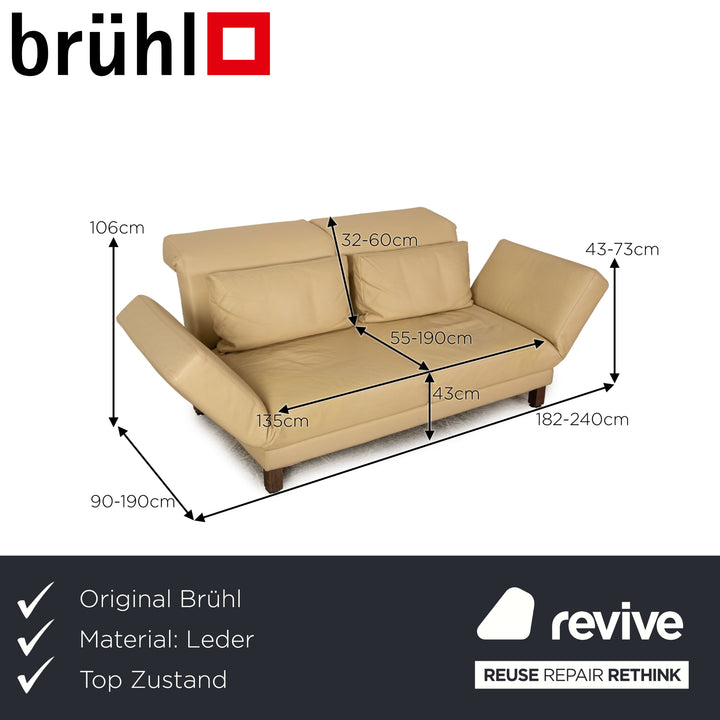 Brühl Moule (medium) Leder Zweisitzer Creme Sofa Couch