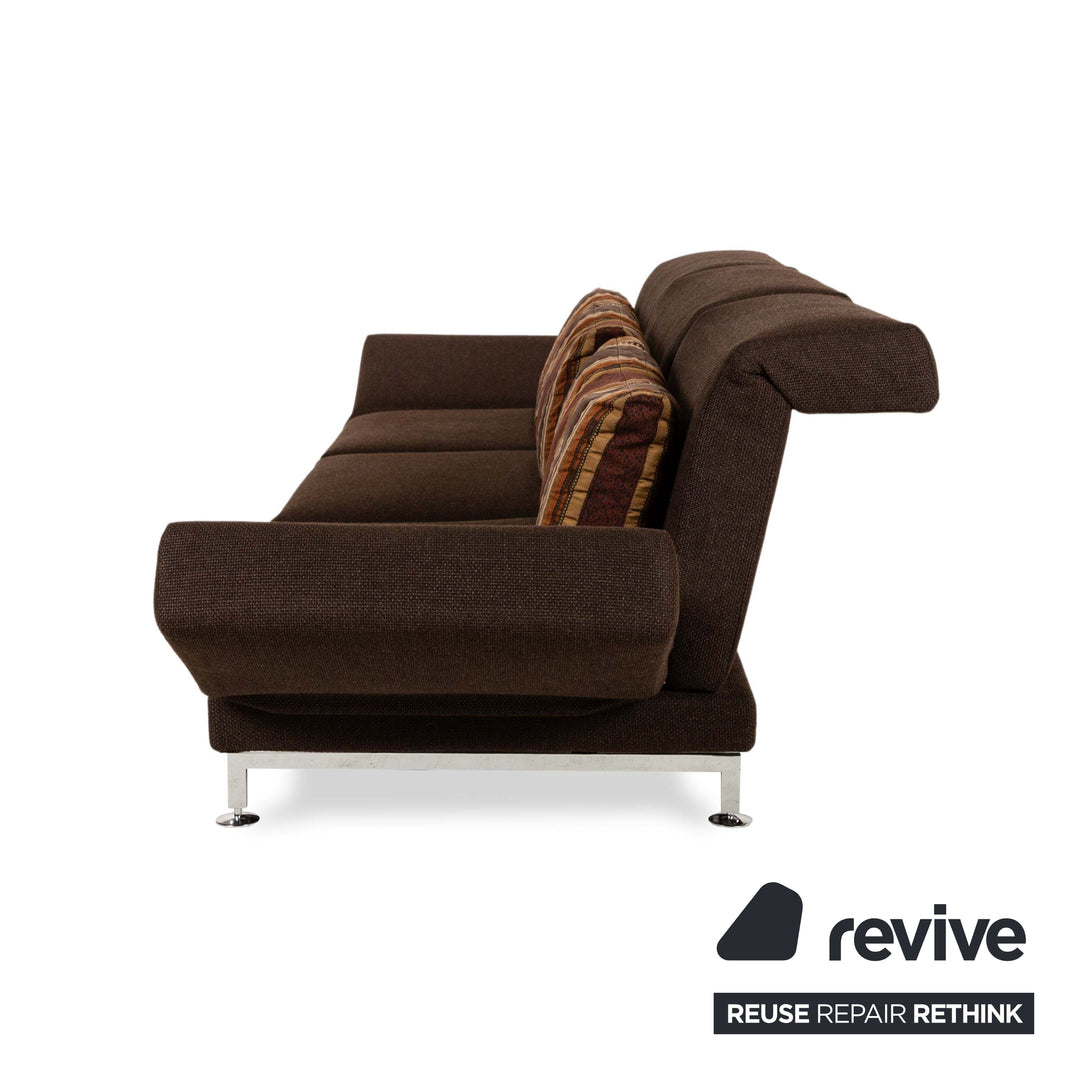 Brühl Moule Fabric Three-Seater Brown Manual Function Sofa Couch