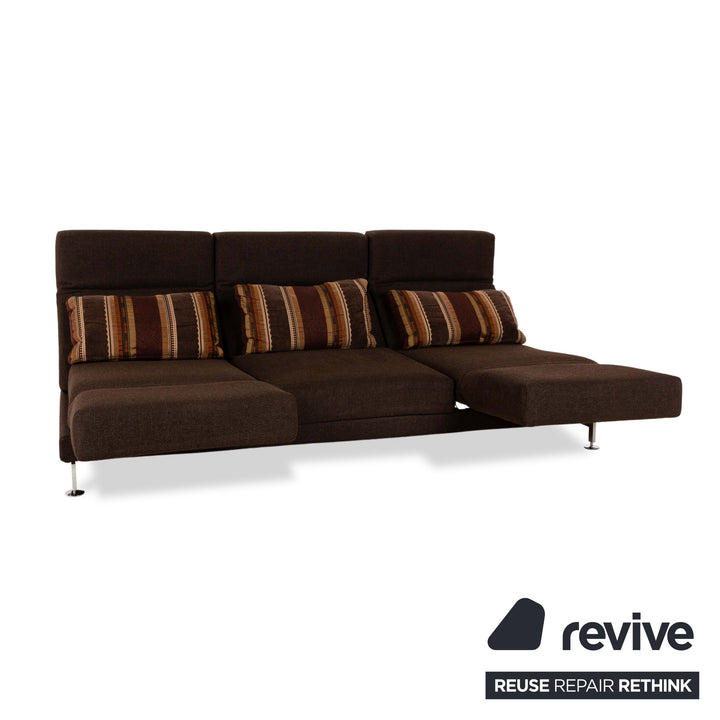 Brühl Moule Fabric Three-Seater Brown Manual Function Sofa Couch