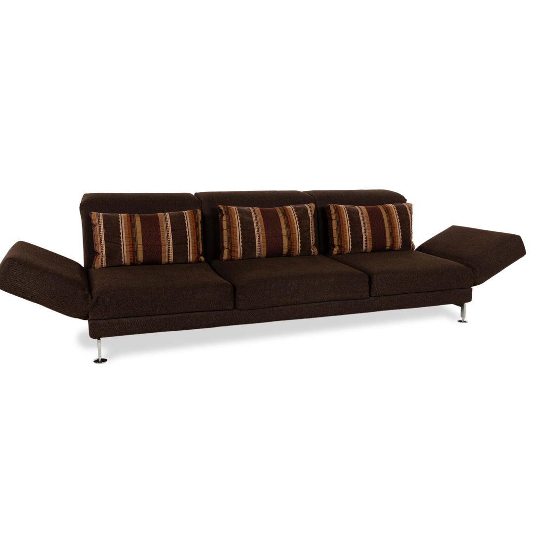 Brühl Moule Fabric Three-Seater Brown Manual Function Sofa Couch