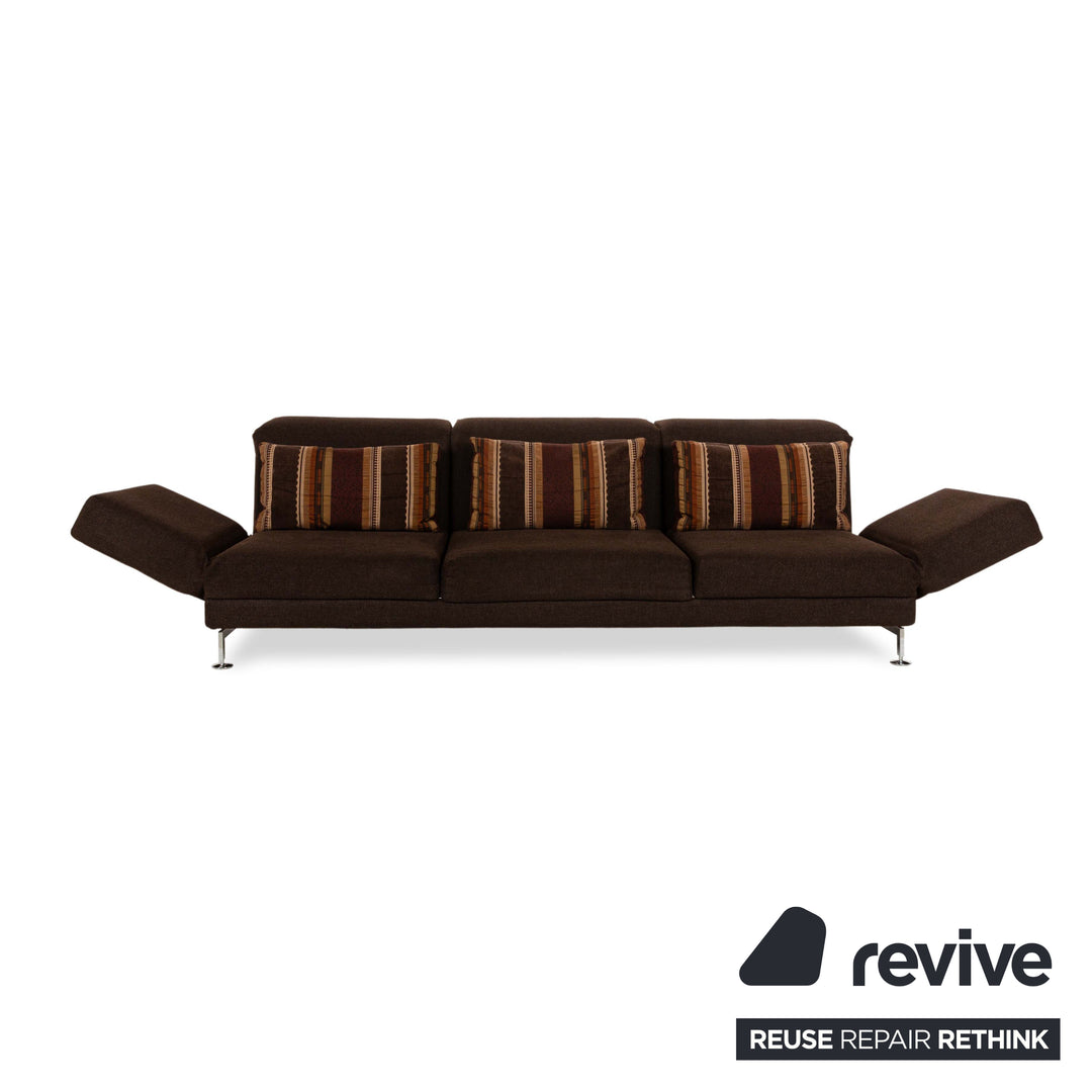 Brühl Moule Fabric Three-Seater Brown Manual Function Sofa Couch