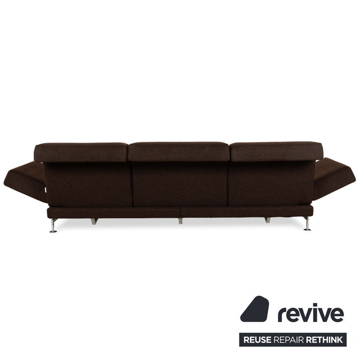 Brühl Moule Fabric Three-Seater Brown Manual Function Sofa Couch