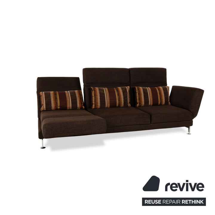 Brühl Moule Fabric Three-Seater Brown Manual Function Sofa Couch