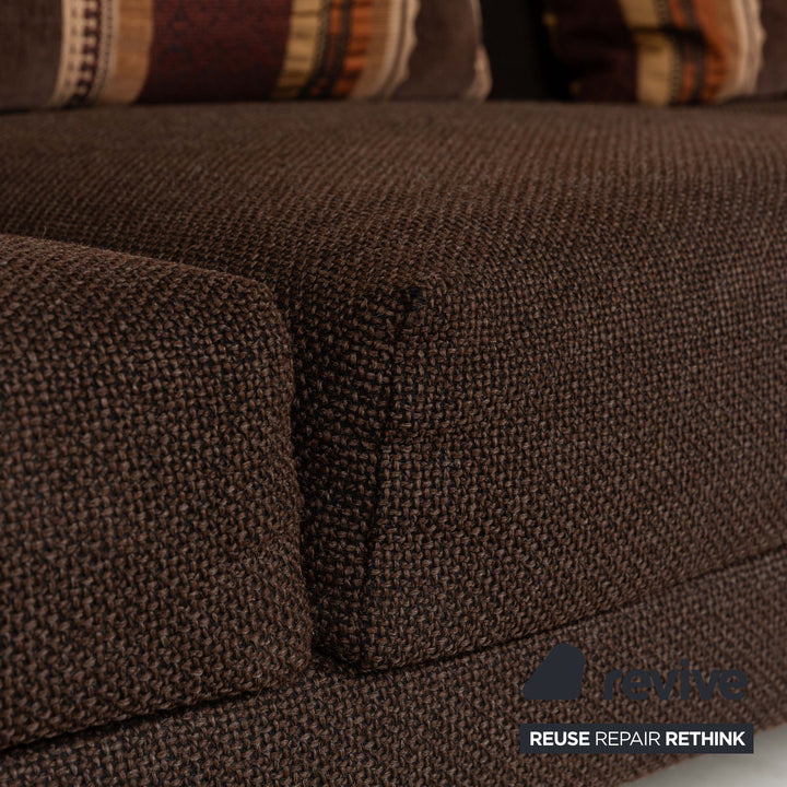 Brühl Moule Fabric Three-Seater Brown Manual Function Sofa Couch