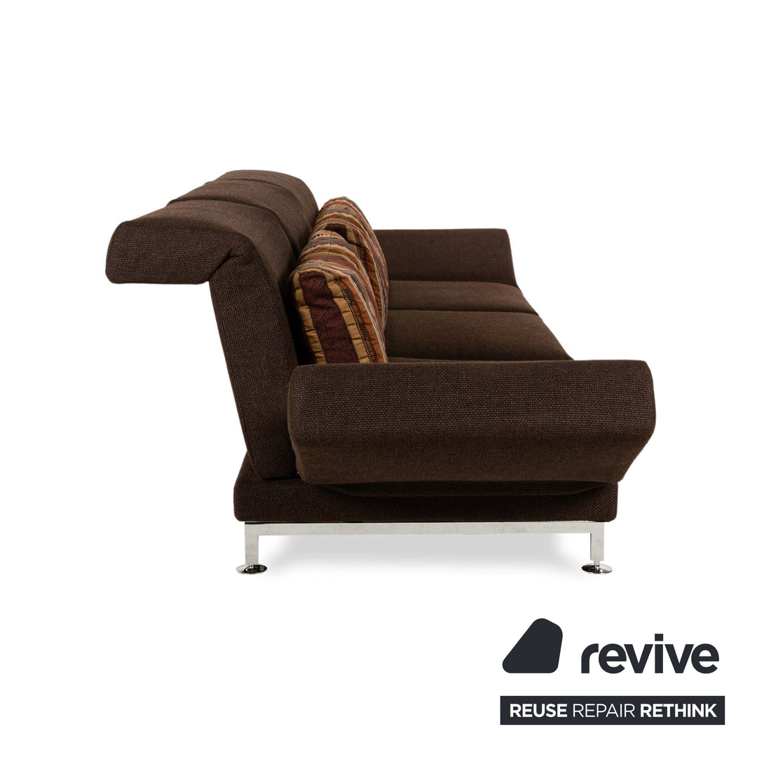 Brühl Moule Fabric Three-Seater Brown Manual Function Sofa Couch