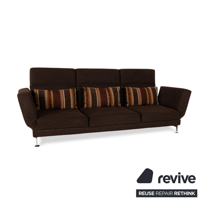 Brühl Moule Fabric Three-Seater Brown Manual Function Sofa Couch