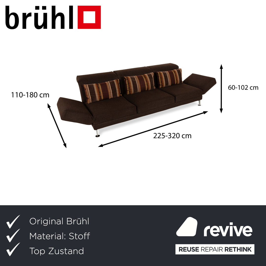 Brühl Moule Fabric Three-Seater Brown Manual Function Sofa Couch