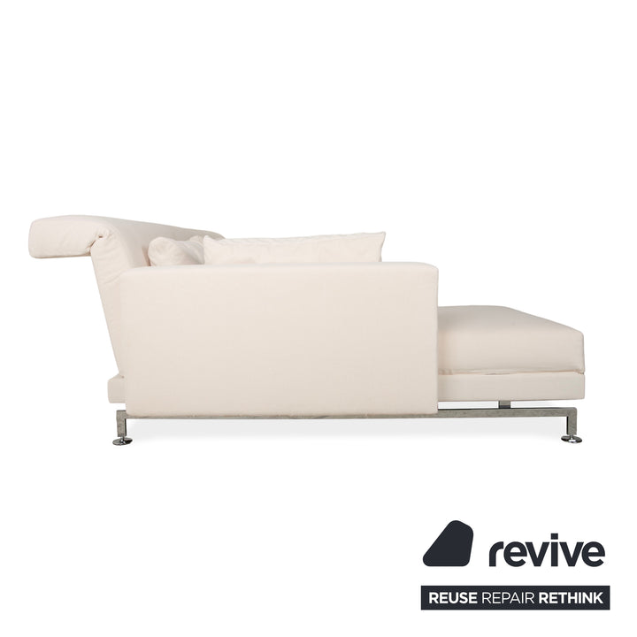 Canapé d'angle Brühl Moule en tissu beige, à fonction manuelle, méridienne à gauche, retapissé