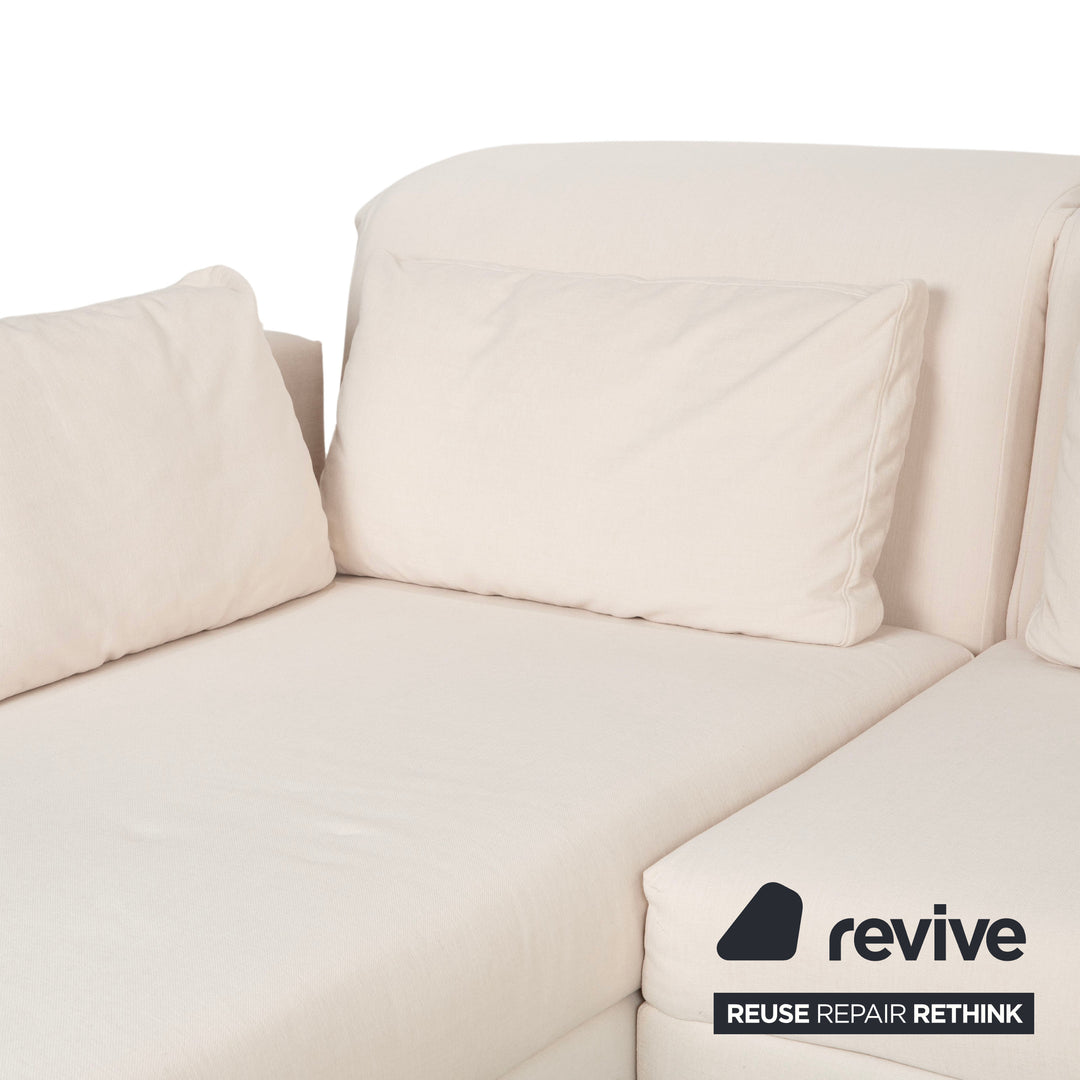 Canapé d'angle Brühl Moule en tissu beige, à fonction manuelle, méridienne à gauche, retapissé