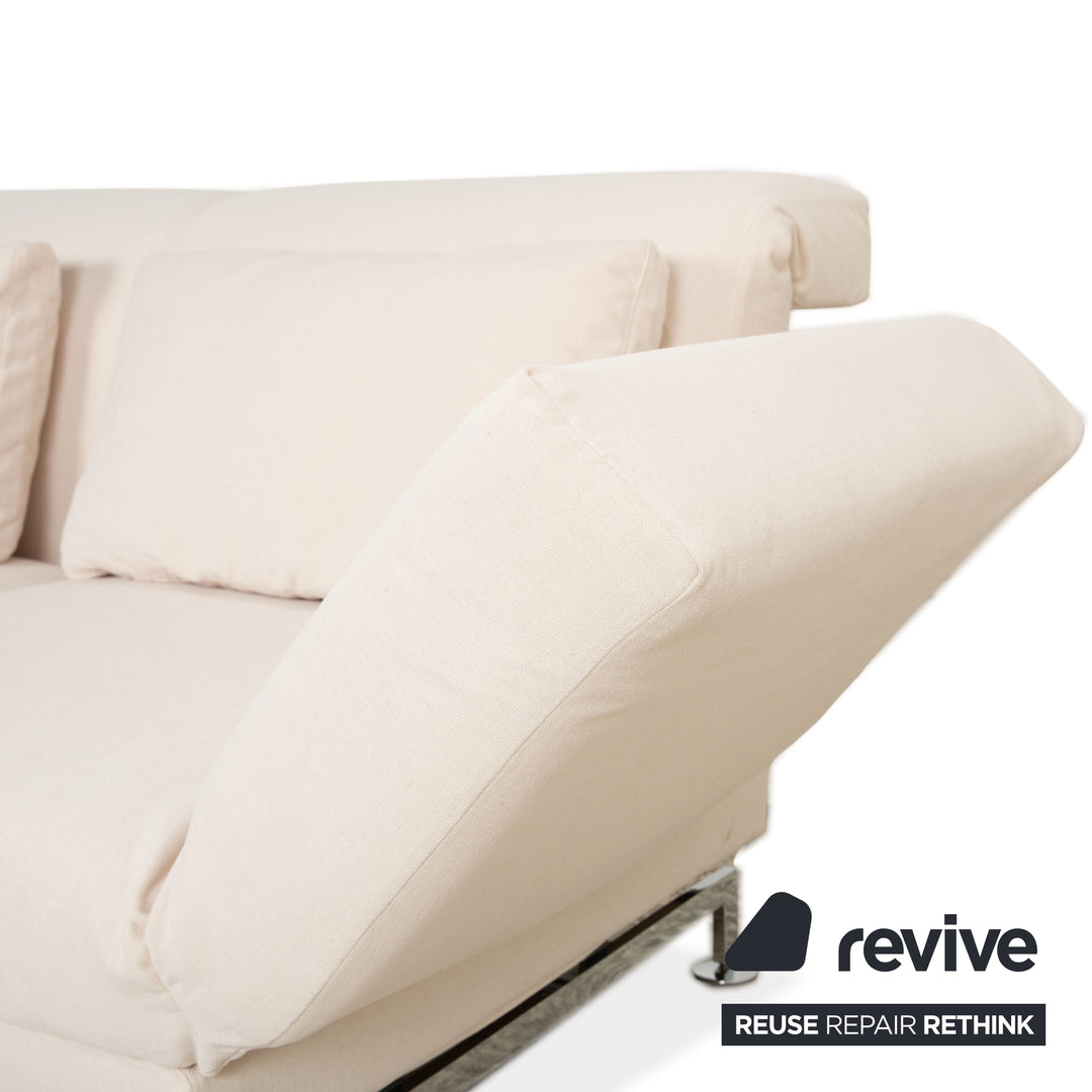 Canapé d'angle Brühl Moule en tissu beige, à fonction manuelle, méridienne à gauche, retapissé