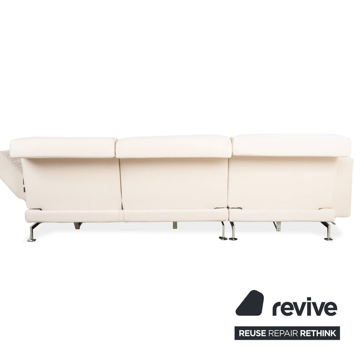 Canapé d'angle Brühl Moule en tissu beige, à fonction manuelle, méridienne à gauche, retapissé