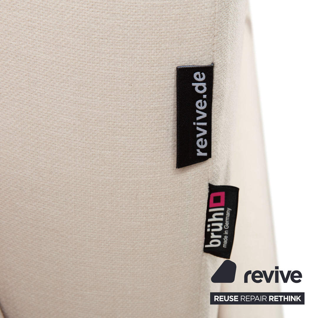 Canapé d'angle Brühl Moule en tissu beige, à fonction manuelle, méridienne à gauche, retapissé