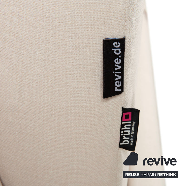 Canapé d'angle Brühl Moule en tissu beige, à fonction manuelle, méridienne à gauche, retapissé