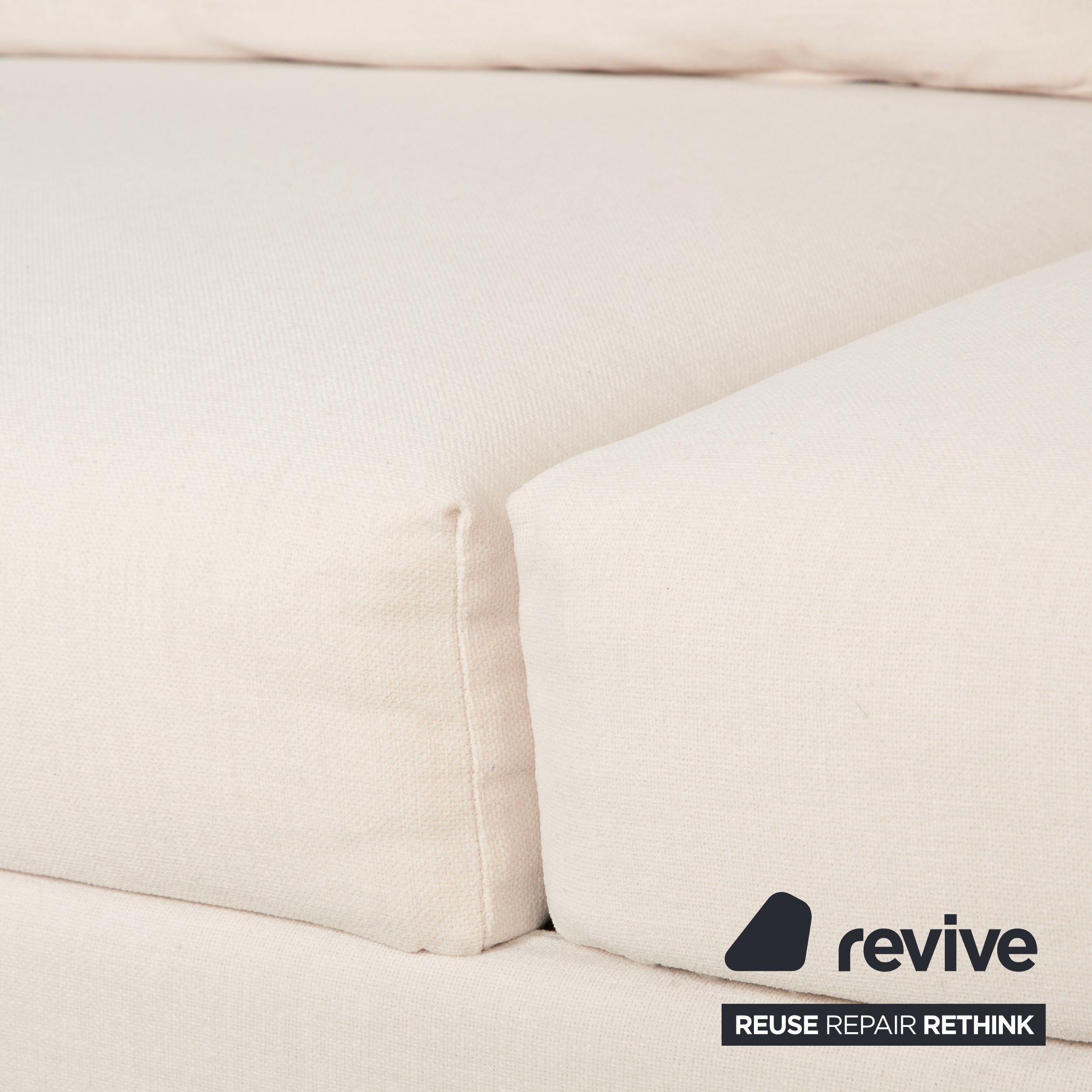 Canapé d'angle Brühl Moule en tissu beige, à fonction manuelle, méridienne à gauche, retapissé