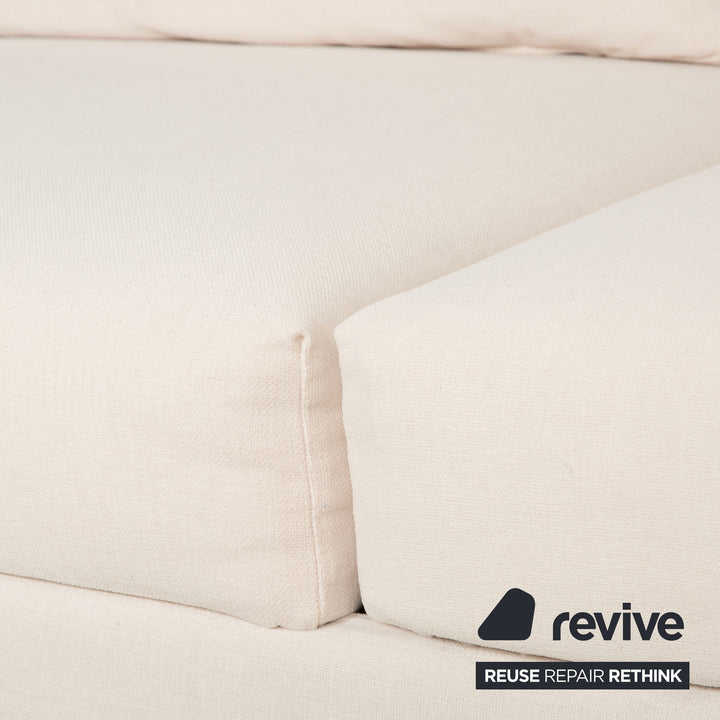 Canapé d'angle Brühl Moule en tissu beige, à fonction manuelle, méridienne à gauche, retapissé