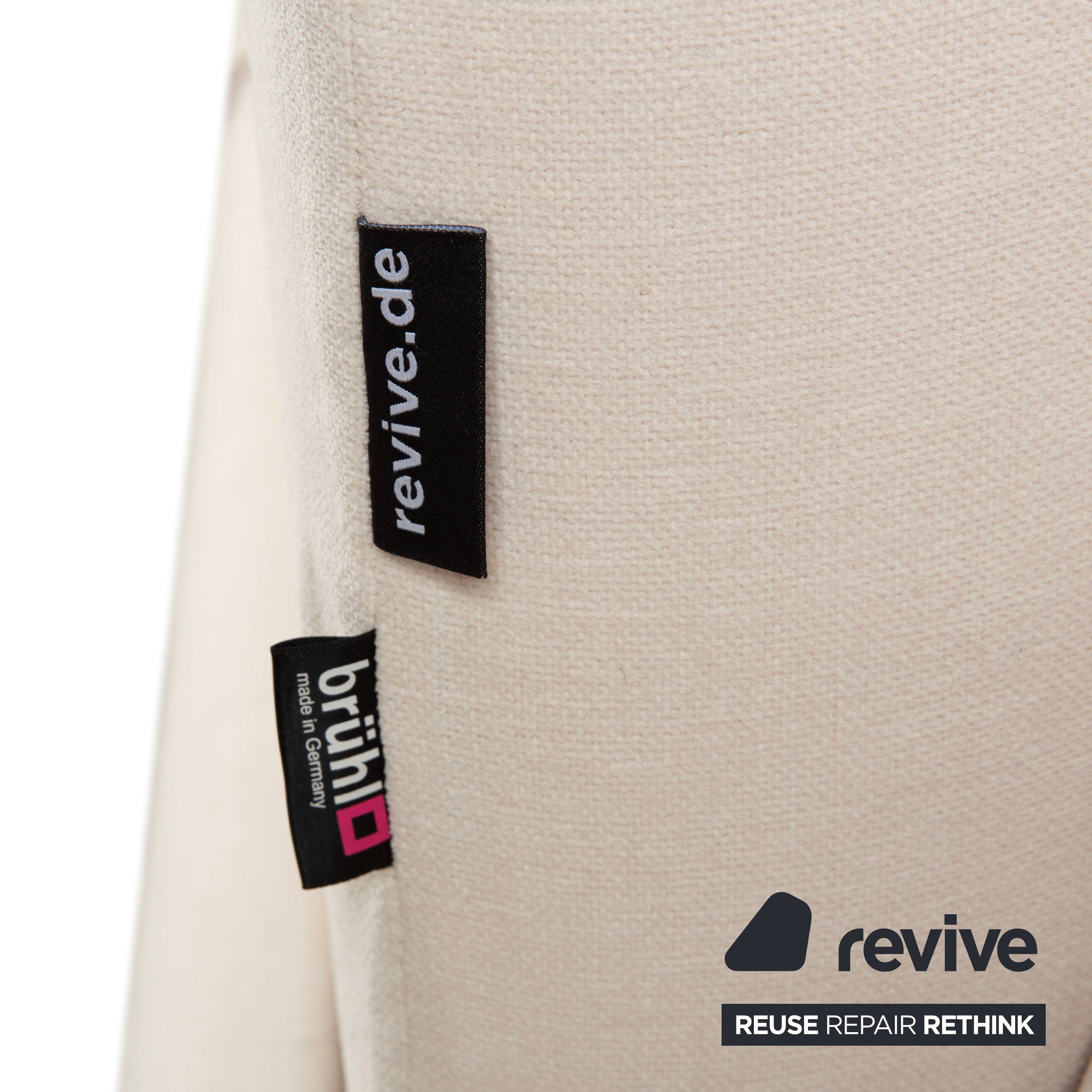 Brühl Moule Stoff Ecksofa Beige Couch manuelle Funktion Recamiere rechts Neubezug