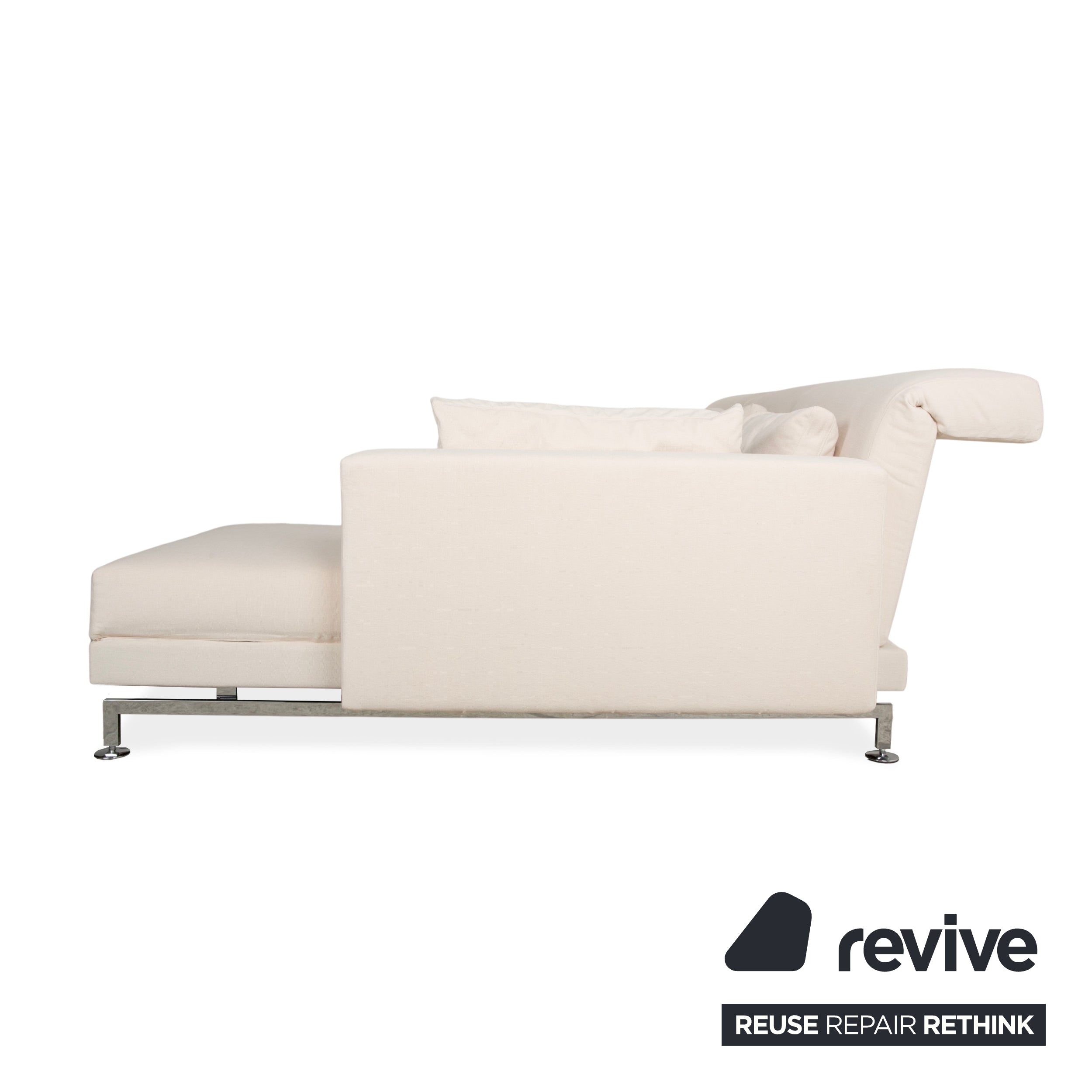 Canapé d'angle en tissu Brühl Moule beige canapé fonction manuelle méridienne droite nouvelle housse