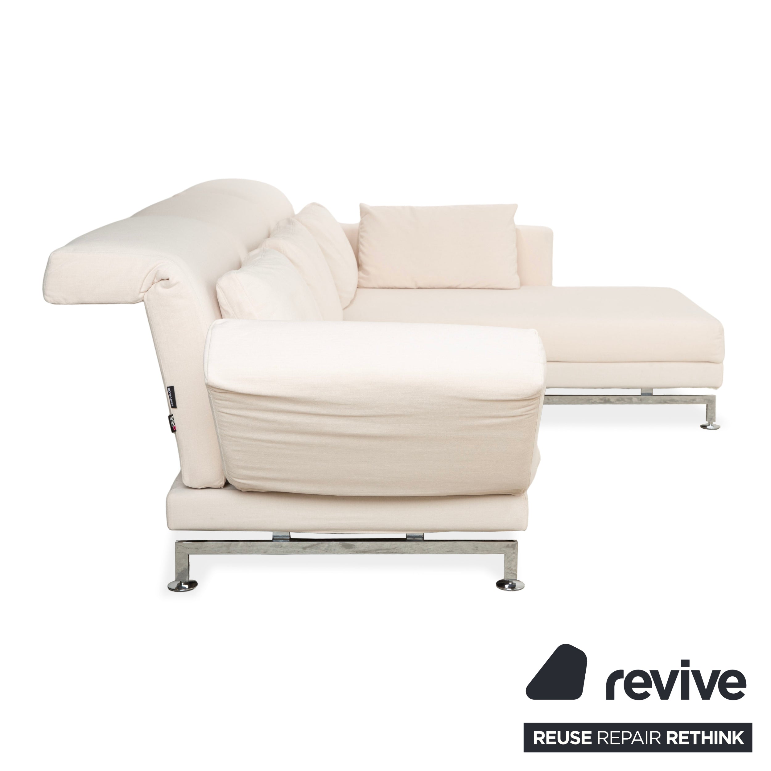 Brühl Moule Stoff Ecksofa Beige Couch manuelle Funktion Recamiere rechts Neubezug