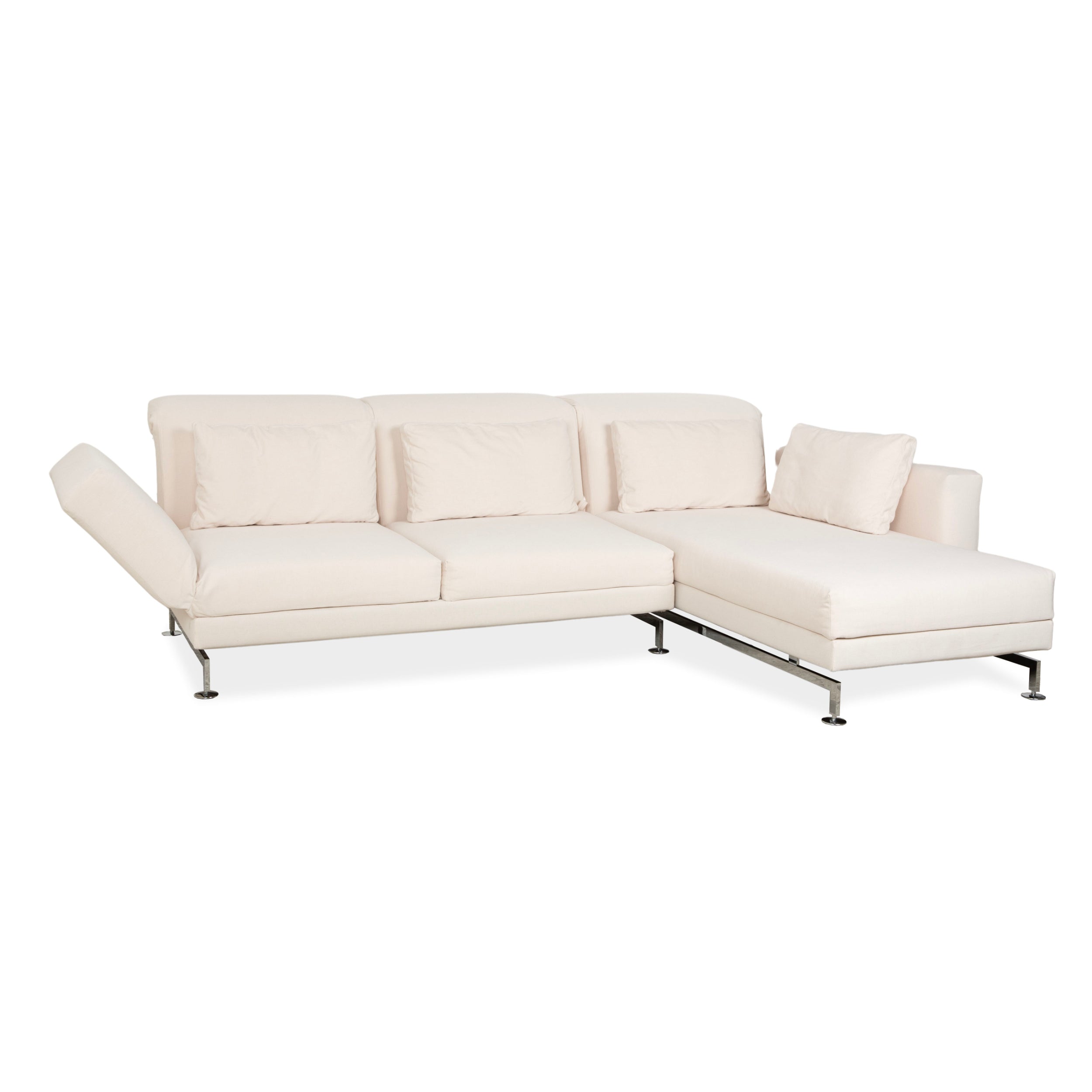 Canapé d'angle en tissu Brühl Moule beige canapé fonction manuelle méridienne droite nouvelle housse