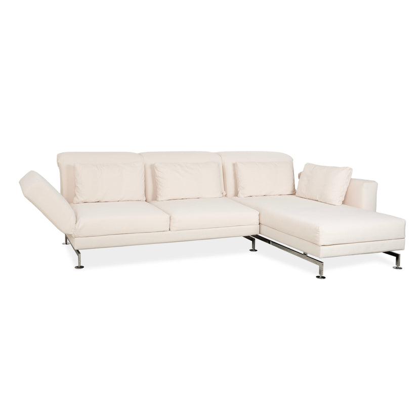 Canapé d'angle en tissu Brühl Moule beige canapé fonction manuelle méridienne droite nouvelle housse