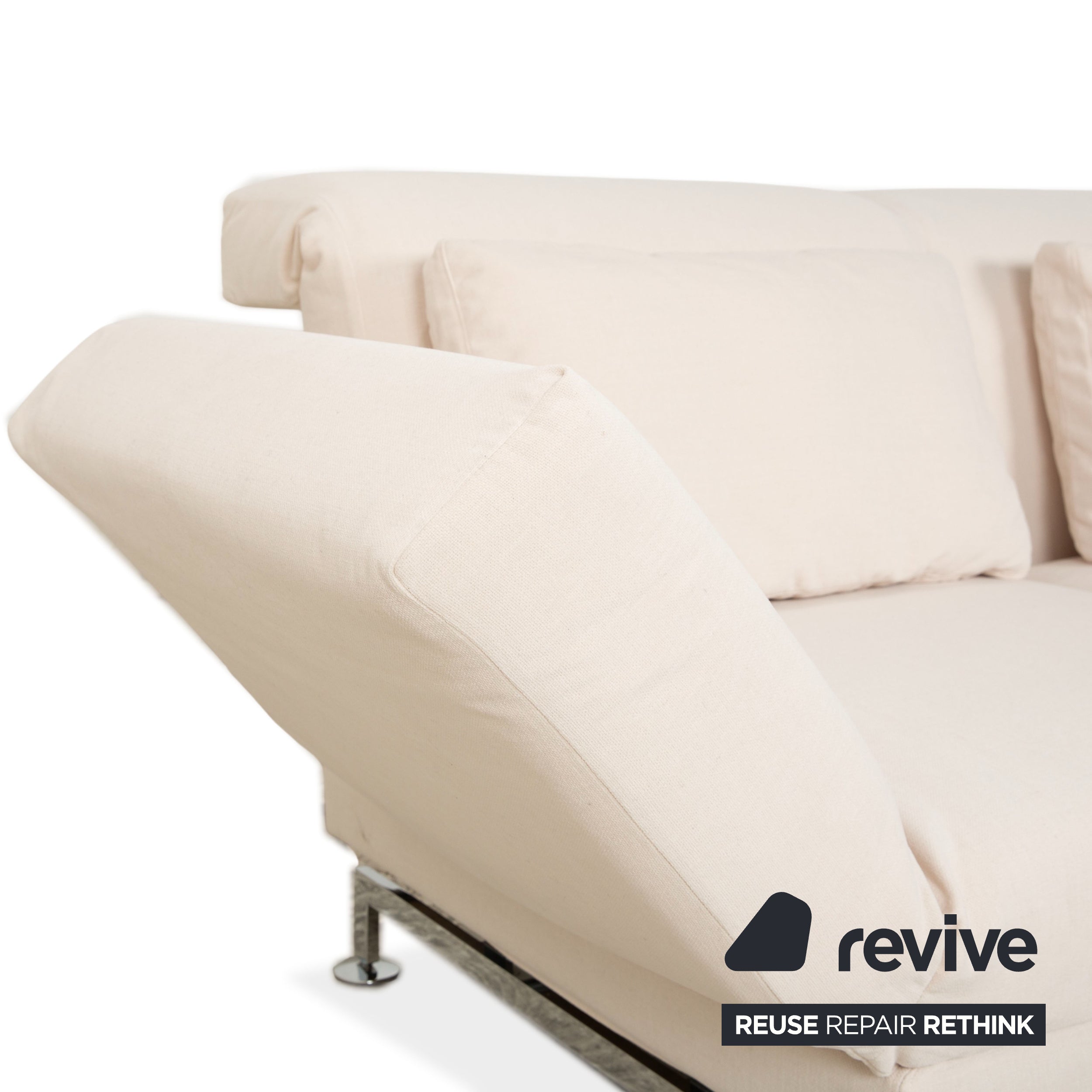 Brühl Moule Stoff Ecksofa Beige Couch manuelle Funktion Recamiere rechts Neubezug